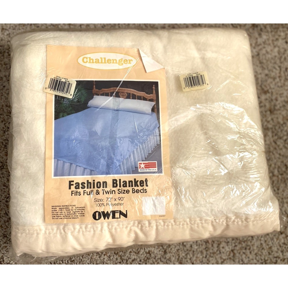 Vintage Challenger Blanket 1970s New Full / Twin Size Owen 72" x 90" USA